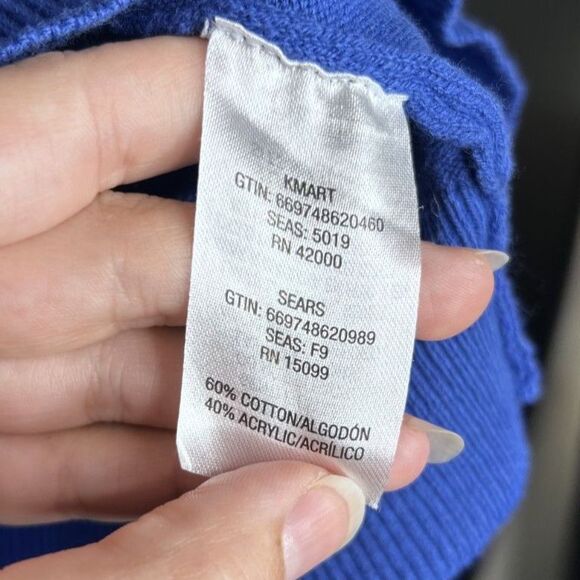 Women's Blue Argyle Preppy Academia Twee V-Neck Pullover Sweater - Size XL - Picture 5 of 5